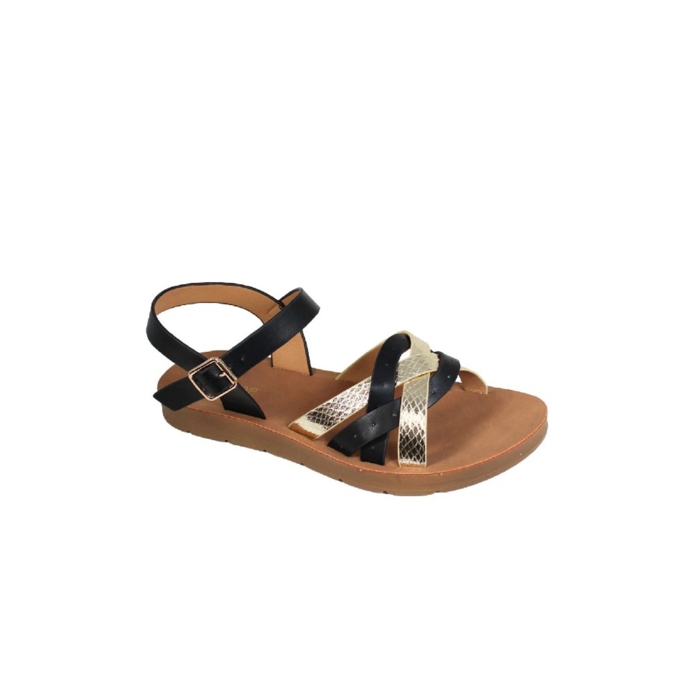 Fifth & Luxe Women’s Metallic Strappy Comfort Sandals